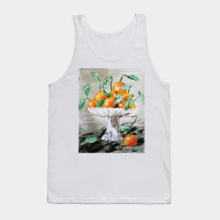 Oranges Art, Fruit Artwork, Vintage Fruit Print, Still Life, modern impressionism, cool textured art, oranges tote, oranges handbag, oranges case Tank Top